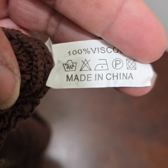 Urban Outfitters Crochet Brown Mesh Shoulder Bag Cream Floral Pattern Size M - Picture 9 of 9